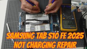 Samsung Galaxy Tab S10 FE SM-X520 SM-X526B not charging repair showing professional LCD screen removal, motherboard diagnostics, and advanced Samsung tablet charging fault repair in Hamilton New Zealand by AppleFix Tech Engineers