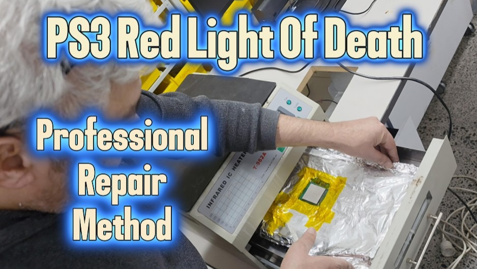 Technician performing professional PS3 Red Light of Death (RLOD) logic board repair using an infrared BGA rework station at AppleFix & Tech Engineers in Hamilton, New Zealand.