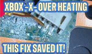 **Alt Text:** **Close-up of an Xbox Series X motherboard showing the cooling fan connector and a shorted capacitor during an overheating repair. Professional Xbox Series X overheating repair, fan circuit diagnostics, motherboard repair, logic board repair, capacitor replacement, and advanced microsoldering by AppleFix & Tech Engineers in Hamilton, New Zealand.**