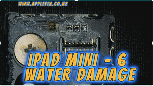 **SEO-friendly alt text:** > **iPad Mini 6 water damage repair showing corroded charging and sensor area on the logic board in Hamilton NZ**